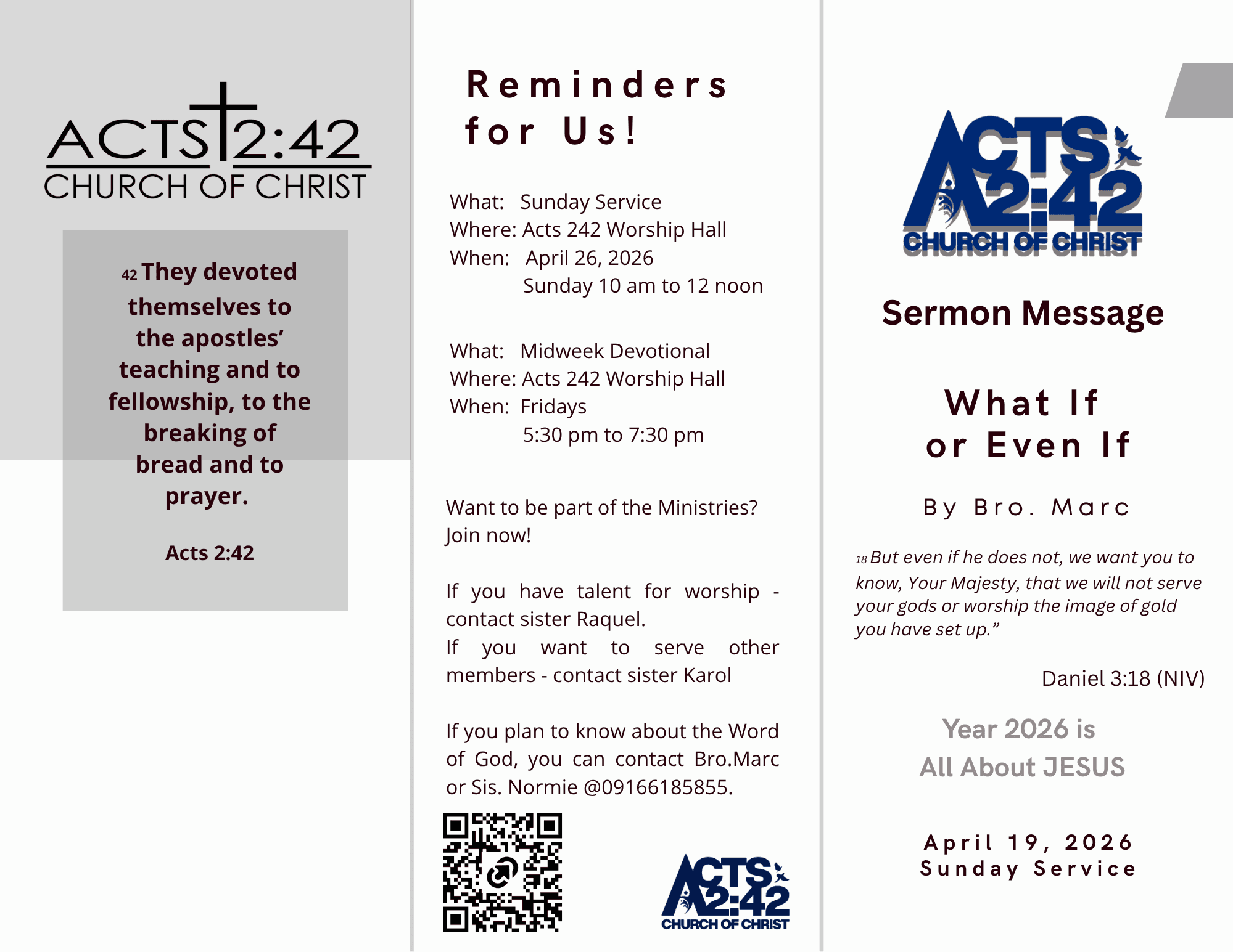 Before the Why, Pray — brochure front