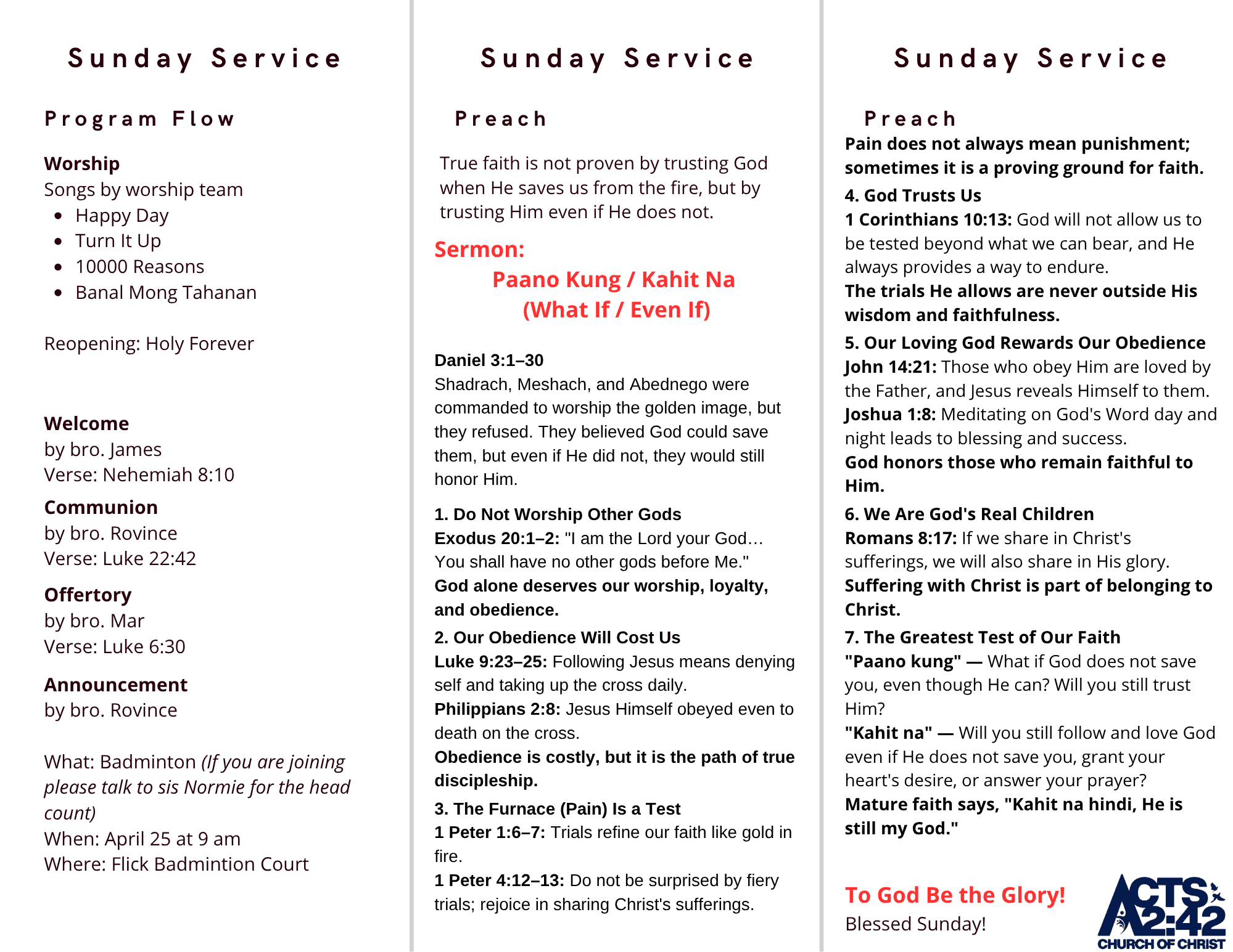 Before the Why, Pray — brochure inside