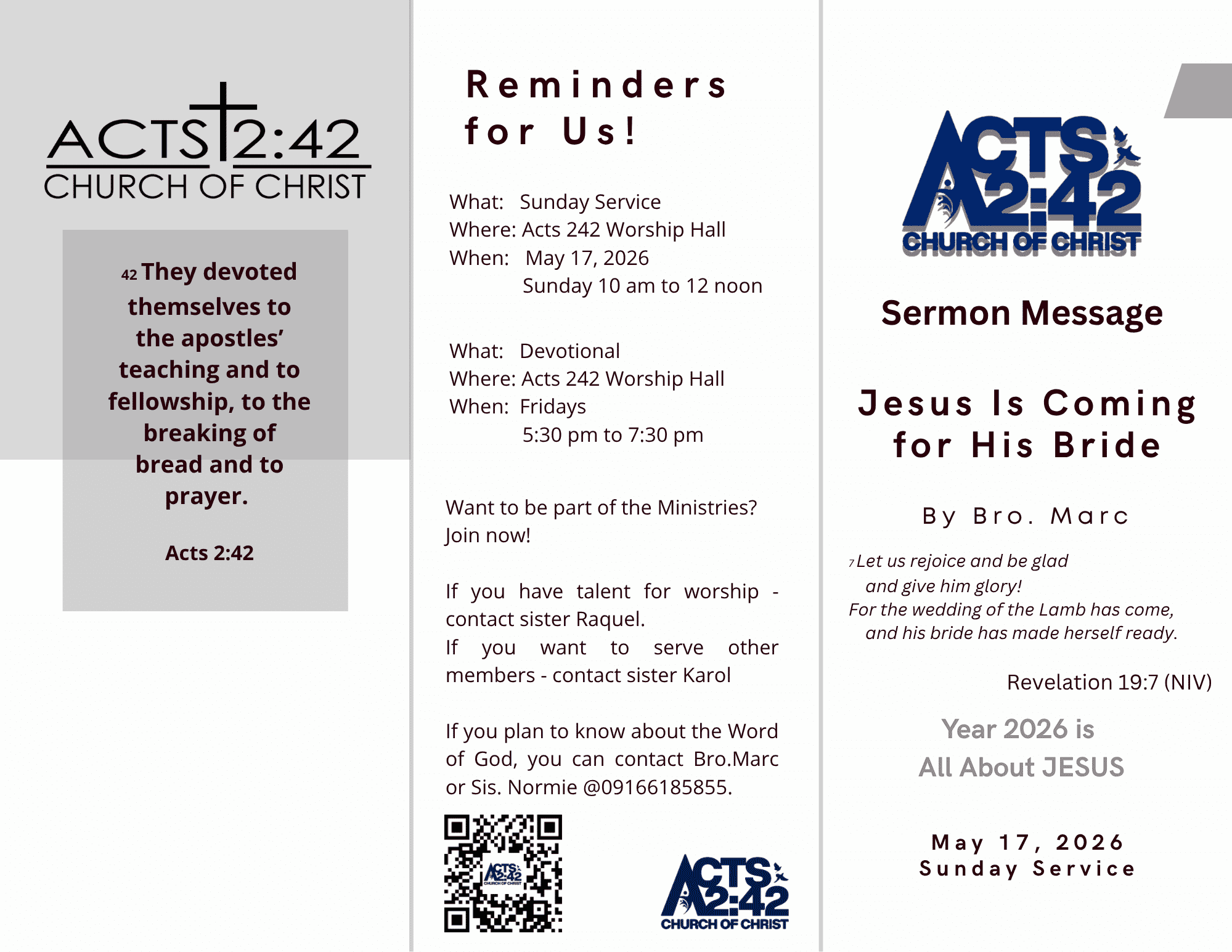 Jesus Is Coming for His Bride — brochure front