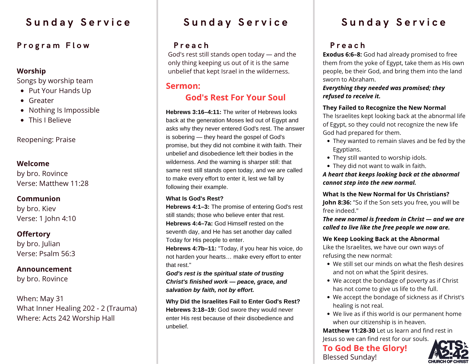 God's Rest For Your Soul — brochure inside