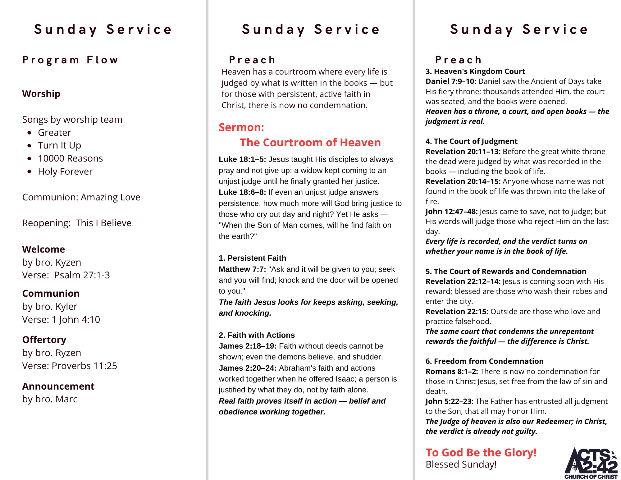 The Courtroom of Heaven — brochure inside