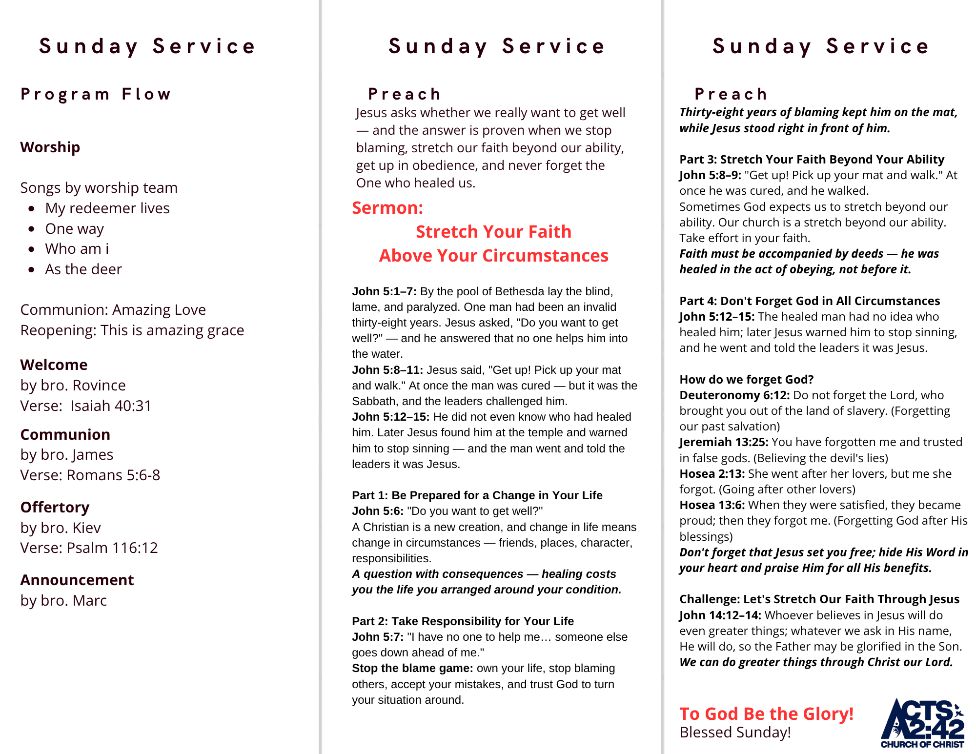 Stretch Your Faith Above Your Circumstances — brochure inside