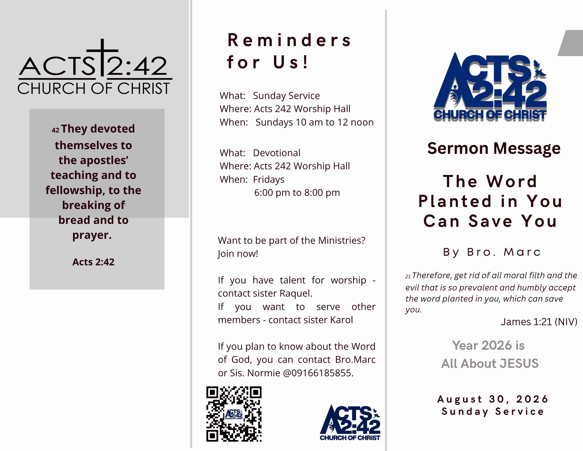 The Word Planted in You Can Save You — brochure front