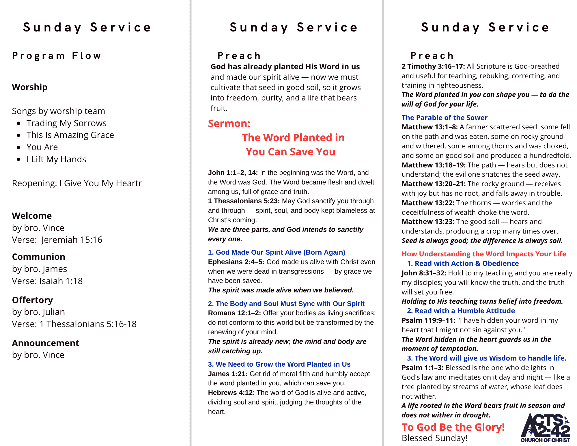 The Word Planted in You Can Save You — brochure inside