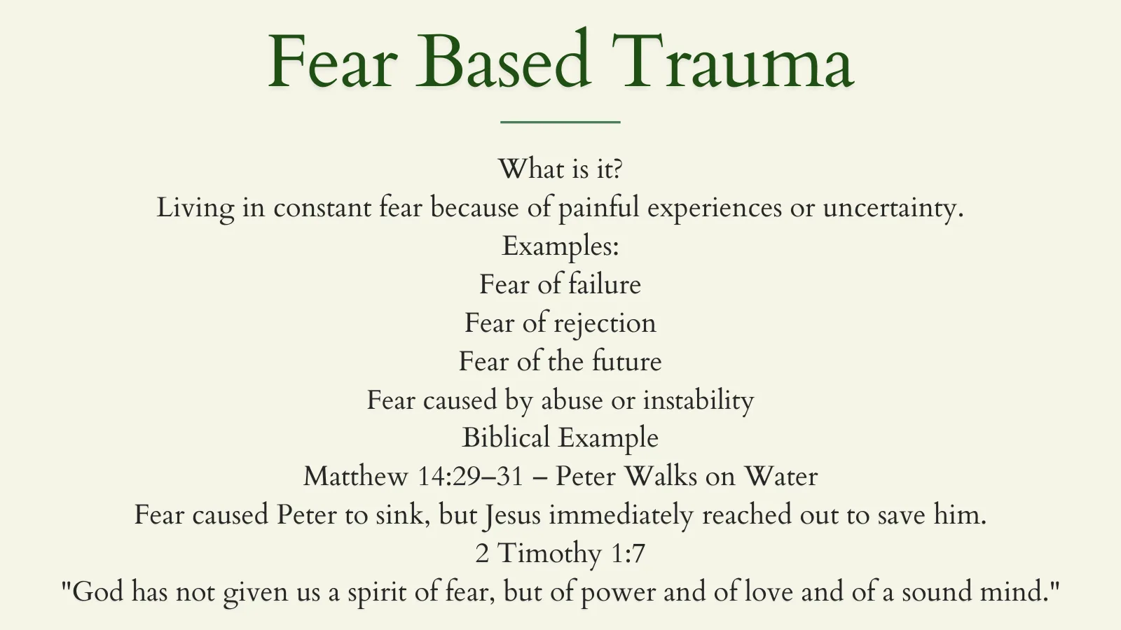 Fear-Based Trauma