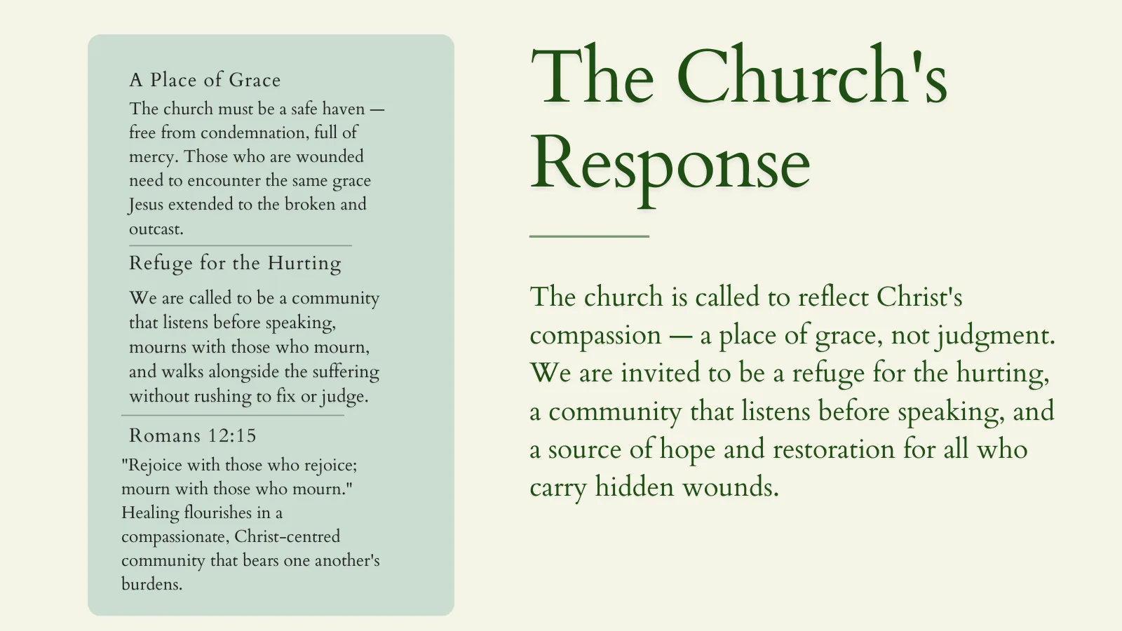 The Church’s Response