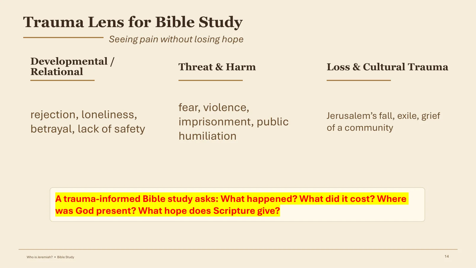 Trauma Lens for Bible Study