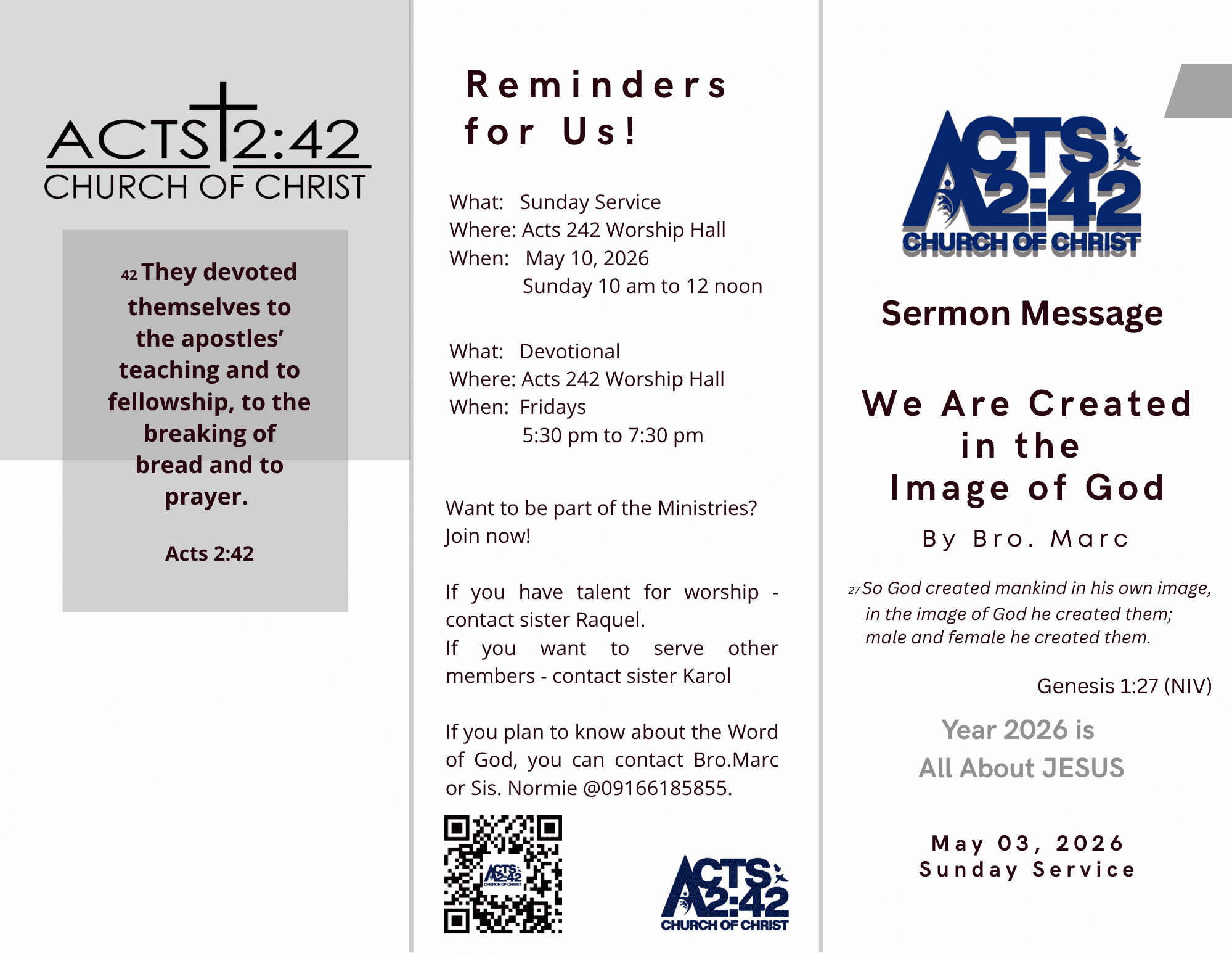 We Are Created in the Image of God — brochure front