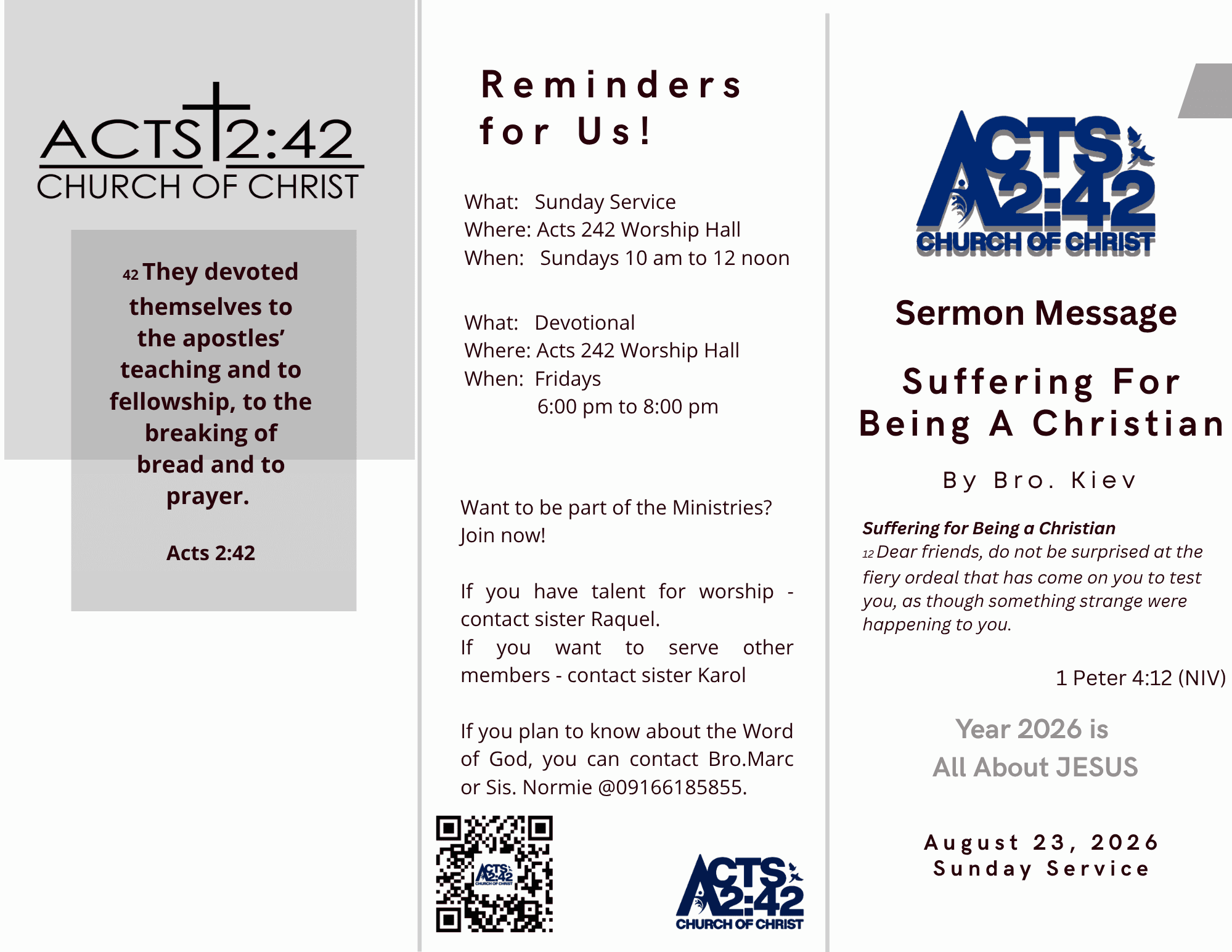 Suffering For Being A Christian — brochure front