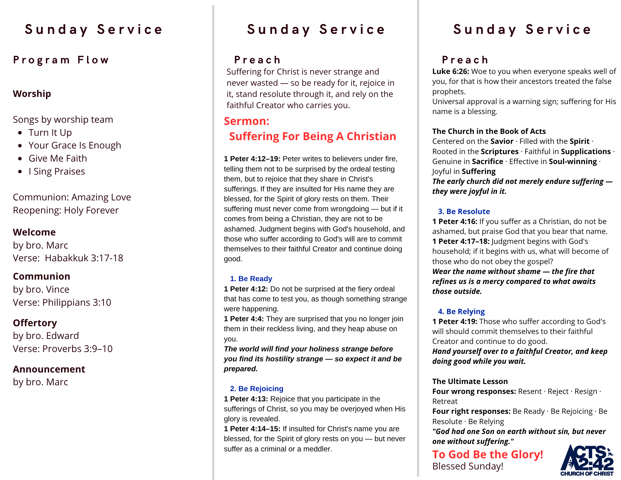 Suffering For Being A Christian — brochure inside