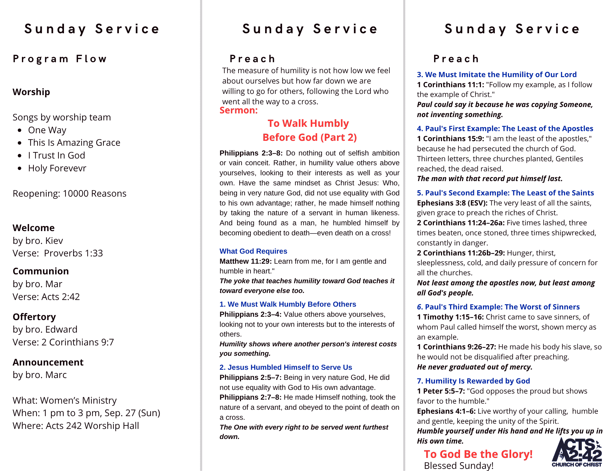 To Walk Humbly Before God (Part 2) — brochure inside